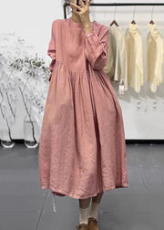 Plus Size Pink Oversized Exra Large Hem Linen Dress Spring