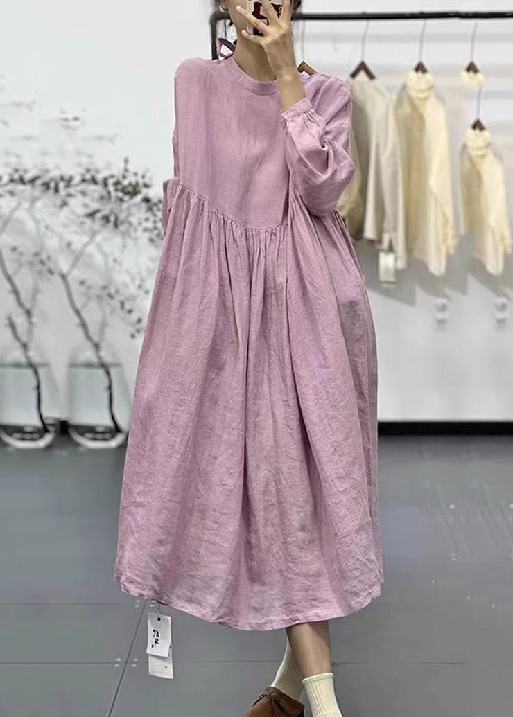 Plus Size Pink Oversized Exra Large Hem Linen Dress Spring