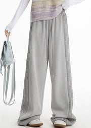 Plus Size Pink Striped Elastic Waist Wide Leg Pants Spring