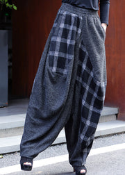 Plus Size Plaid Patchwork Elastic Waist Lantern Pants Fall