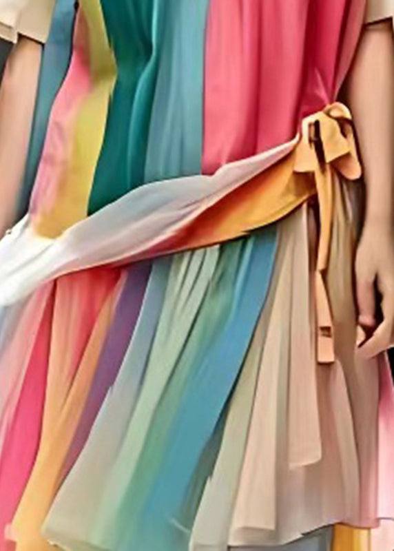 Plus Size Rainbow Oversized Patchwork Tulle Dress Summer