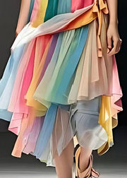 Plus Size Rainbow Oversized Patchwork Tulle Dress Summer