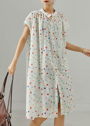 Plus Size Rainbow Round Dot Cotton Shirt Dress Summer