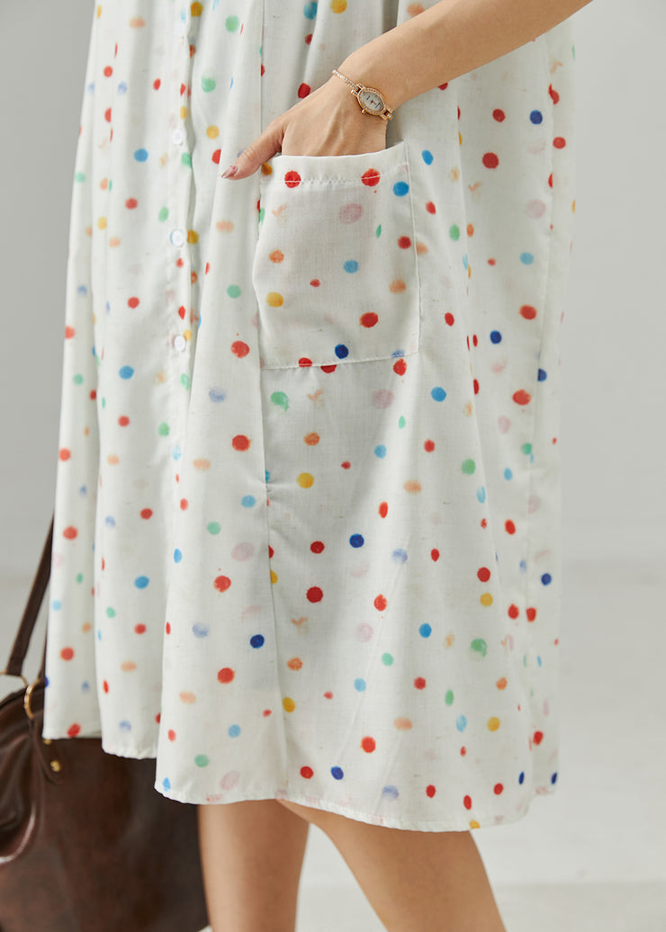 Plus Size Rainbow Round Dot Cotton Shirt Dress Summer