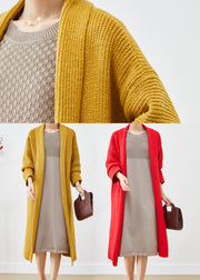 Plus Size Red Oversized Thick Knit Cardigans Winter