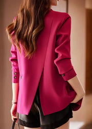 Plus Size Rose Notched Back Side Open Cotton Jackets Spring