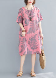 Plus Size Rose Oversized Print Cotton Holiday Dress Summer