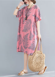 Plus Size Rose Oversized Print Cotton Holiday Dress Summer