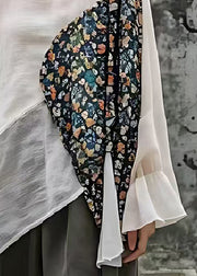 Plus Size White Asymmetrical Patchwork Cotton Top Summer