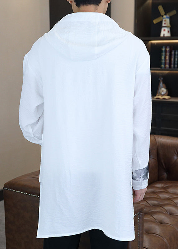 Plus Size White Pockets Patchwork Men Hooded Coats Spring