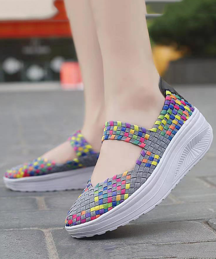 Purple Casual Comfortable Knit Fabric Splicing Wedge Shoes