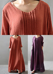 Purple Pockets Maxi Dresses Long Sleeve