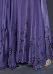 Purple Print Chiffon Dance Skirts Exra Large Hem Summer