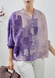 Purple Print Shirt Top Oversized Spring