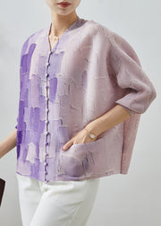 Purple Print Shirt Top Oversized Spring