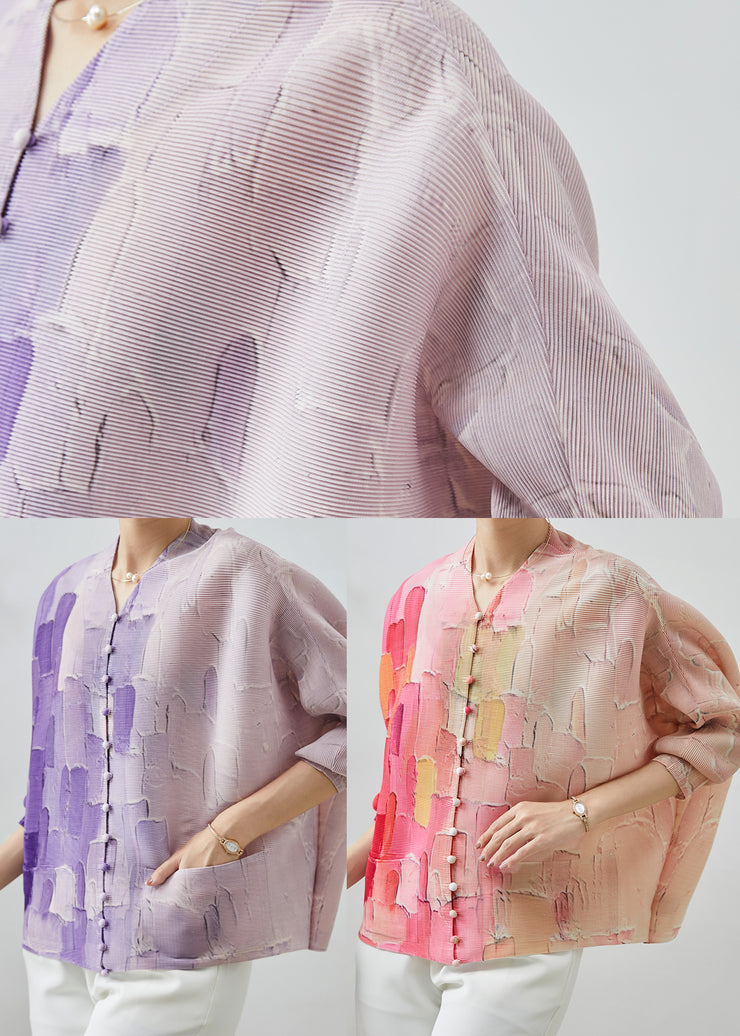 Purple Print Shirt Top Oversized Spring