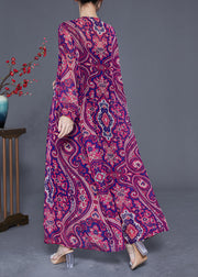 Purple Print Slim Fit Chiffon UPF 50+ Long Cardigan Summer