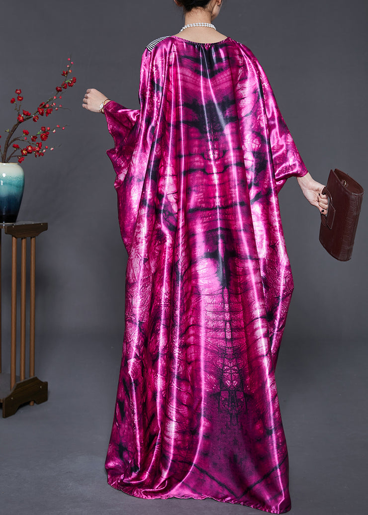 Purple Tie Dye Silk Maxi Dress Sequins Oversized Summer