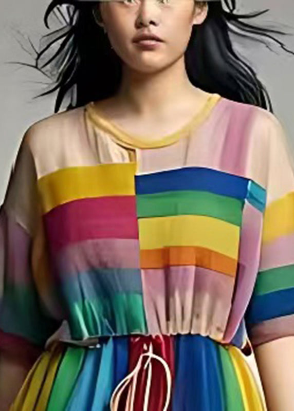 Rainbow Patchwork Tulle Maxi Dresses Exra Large Hem Summer