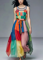 Rainbow Patchwork Tulle Vacation Dress Exra Large Hem Summer