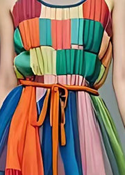 Rainbow Patchwork Tulle Vacation Dress Exra Large Hem Summer