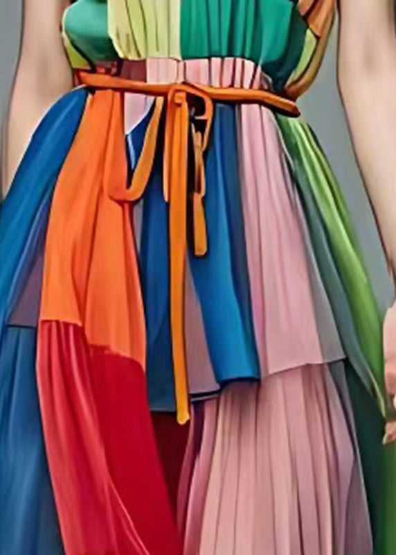 Rainbow Patchwork Tulle Vacation Dress Exra Large Hem Summer