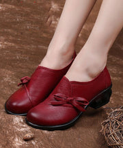 Red Bow High Heels Soft Splicing Chunky High Heels