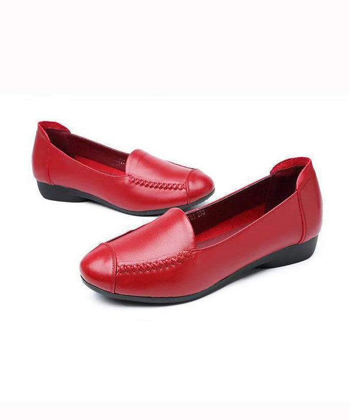 Red Casual Soft Penny Loafers Faux Leather 2024 Splicing