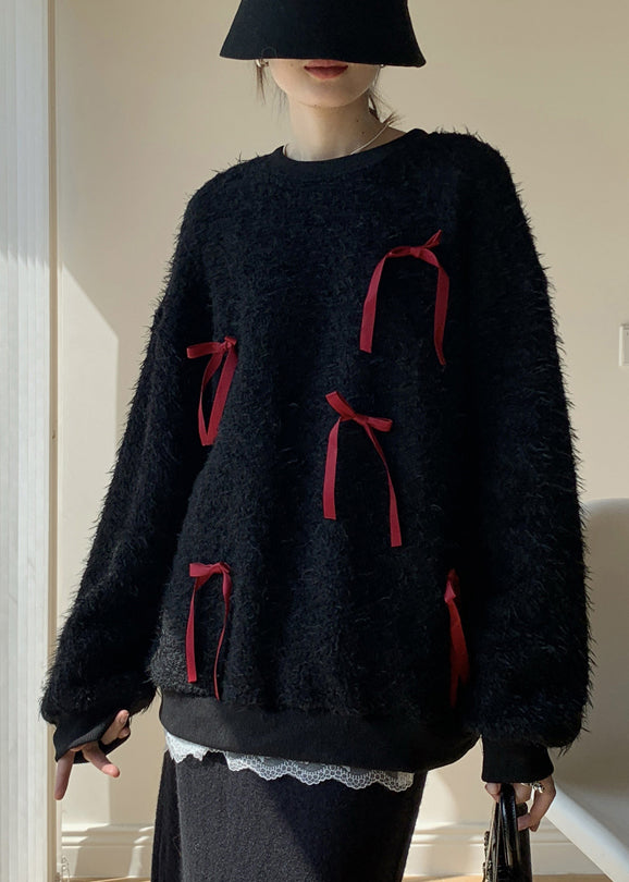 Red Fluffy Cozy Knit Sweaters O Neck Spring