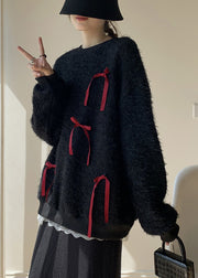 Red Fluffy Cozy Knit Sweaters O Neck Spring