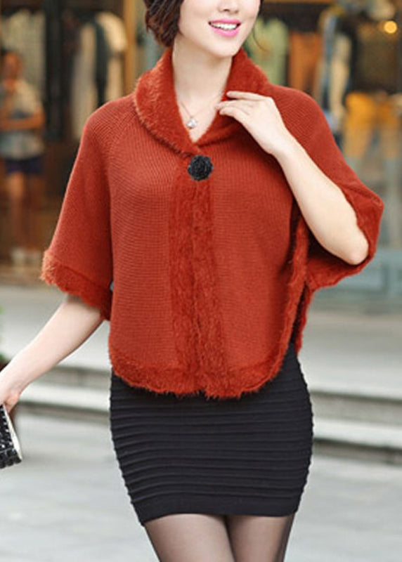 Red Peter Pan Collar Button Knit Cardigan Fall