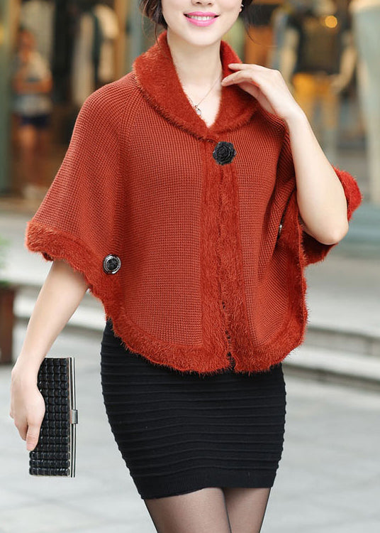 Red Peter Pan Collar Button Knit Cardigan Fall