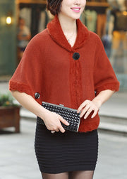 Red Peter Pan Collar Button Knit Cardigan Fall