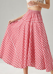 Red Plaid Cotton Holiday Skirts Exra Large Hem Summer