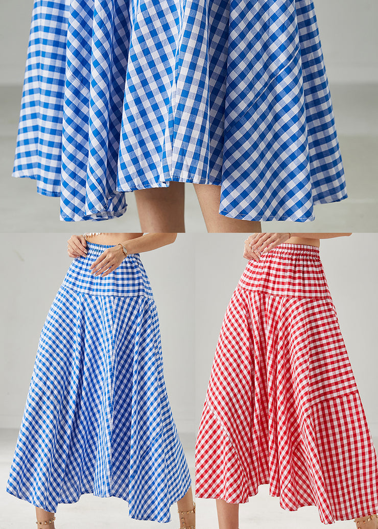 Red Plaid Cotton Holiday Skirts Exra Large Hem Summer