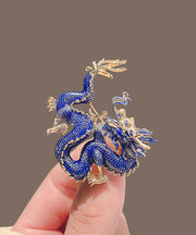 Regular Blue Alloy Enamel Dragon Shaped Brooches