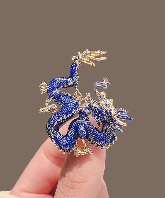 Regular Blue Alloy Enamel Dragon Shaped Brooches