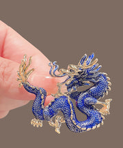 Regular Blue Alloy Enamel Dragon Shaped Brooches