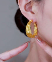 Regular Gold Alloy C Type Hoop Earrings