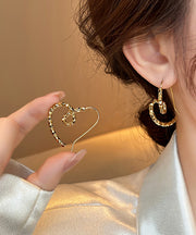 Regular Gold Copper Alloy Love Hoop Earrings