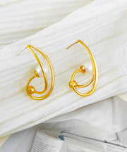 Regular Gold Copper Overgild Pearl Hoop Earrings