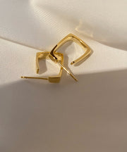 Regular Gold Sterling Silver Alloy SquareHoop Earrings