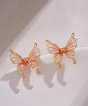 Regular Orange Copper Resin Butterfly Stud Earrings