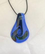 Retro Blue Hand Knitting Coloured Glaze Pendant Necklace