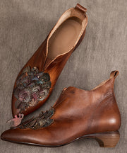 Retro Brown Cowhide Leather Splicing Shelsea Boots