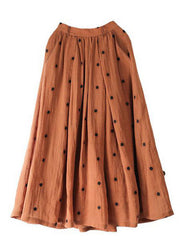 Retro striped polka dots  Pockets Linen Skirt Summer