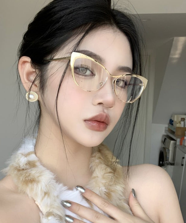 Retro Gold Cat Eye Glasses From Europe And America