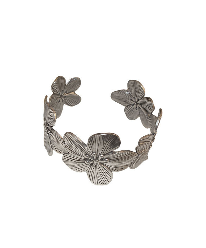 Retro Gold Copper Alloy Floral Cuff