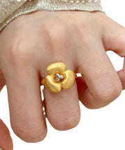 Retro Gold Copper Overgild Floral Rings