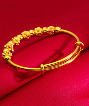 Retro Gold Copper Overgild Plum Blossom Bangle